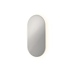 INK SP21 ovale spiegel verzonken in stalen kader met indirecte LED-verlichting, verwarming, colour-changing en sensorschakelaar 120 x 60 x 4 cm, mat wit