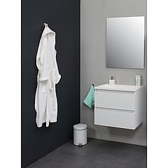 Sub Online flatpack badmeubelset met onderkast met acryl wastafel zonder kraangaten met spiegel 60x55x46cm, hoogglans wit