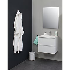 Sub Online flatpack badmeubelset met onderkast met acryl wastafel 1 kraangat met spiegel 60x55x46cm, hoogglans wit
