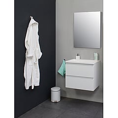 Sub Online badmeubelset met onderkast met acryl wastafel zonder kraangaten met 1 deurs spiegelkast grijs 60x55x46cm, hoogglans wit