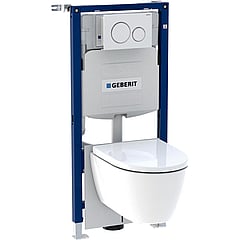 Geberit Duofix Set elementen voor hangend toilet met Sigma inbouwreservoir 12 cm, bedieningsplaat Sigma20 en iCon rimfree hangend toilet 112 x 12 cm, alpien wit / kunststof