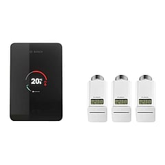 Bosch EasyControl set met 1x Single slimme kamerthermostaat en 3x Smart radiatorthermostaatkop zwart