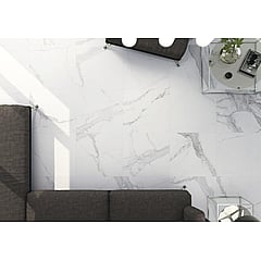 Cifre Cerámica Statuario keramische vloer- en wandtegel marmerlook gerectificeerd 60 x 60 cm, mat wit/zwart
