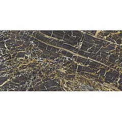 Cifre Cerámica Black Golden keramische vloer- en wandtegel marmerlook gerectificeerd 60 x 120 cm, zwart/goud