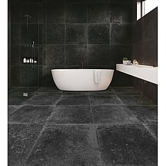 Kerabo North Feeling Night keramische vloer- en wandtegel betonlook gerectificeerd 90 x 90 cm, antraciet