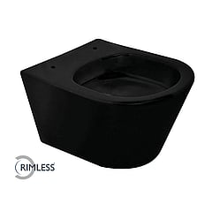 Wiesbaden Vesta-Junior rimless hangend toilet 40 x 36 x 47 cm, mat zwart