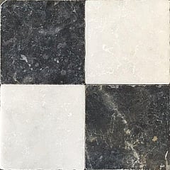 SAMPLE Kerabo Burdur dambord natuursteen vloer- en wandtegel van wit marmer en hardsteen 20 x 20 x 1 cm