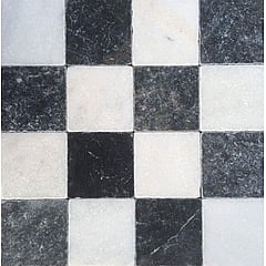 SAMPLE Kerabo Burdur dambord natuursteen vloer- en wandtegel van wit marmer en hardsteen 10 x 10 x 1 cm
