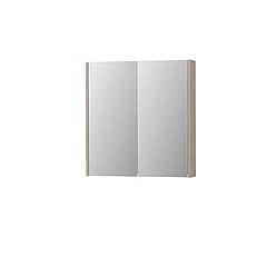INK SPK2 spiegelkast met 2 dubbelzijdige spiegeldeuren, 2 verstelbare glazen planchetten, stopcontact en schakelaar 70 x 14 x 73 cm, ivoor eiken