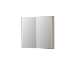 INK SPK2 spiegelkast met 2 dubbelzijdige spiegeldeuren, 2 verstelbare glazen planchetten, stopcontact en schakelaar 80 x 14 x 73 cm, mat kasjmier grijs