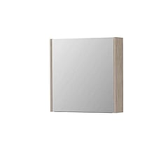INK SPK1 spiegelkast met 2 dubbel gespiegelde deuren, 1 verstelbaar glazen planchet, stopcontact en schakelaar 70 x 14 x 60 cm, ivoor eiken