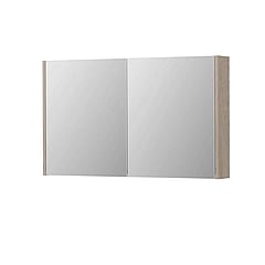 INK SPK1 spiegelkast met 2 dubbel gespiegelde deuren, stopcontact en schakelaar 100 x 14 x 60 cm, ivoor eiken