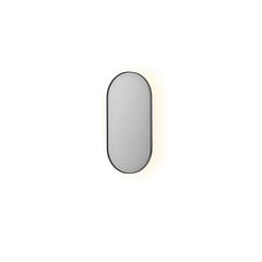 INK SP21 ovale spiegel verzonken in stalen kader met indirecte LED-verlichting, verwarming, colour-changing en sensorschakelaar 80 x 40 x 4 cm, geborsteld RVS