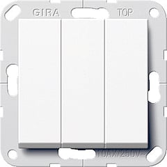 Gira System 55 3-voudig kunststof inbouw schakelaar 3x1-polig, wit (RAL9010) 283003 -