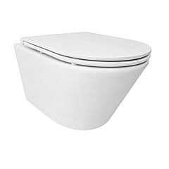 Wiesbaden Vesta rimless hangend diepspoel toilet met Tornado-flush, met Flatline toiletzitting met softclose en quick-release 42 x 36 x 52,5 cm, mat wit