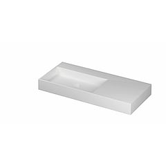 INK United porseleinen wastafel links zonder kraangat met porseleinen click-plug en verborgen overloop systeem 100 x 45 x 11 cm, mat wit