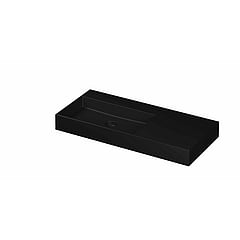 INK United porseleinen wastafel links zonder kraangat met porseleinen click-plug en verborgen overloop systeem 100 x 45 x 11 cm, mat zwart