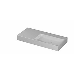 INK United porseleinen wastafel rechts met 1 kraangat, porseleinen click-plug en verborgen overloop systeem 100 x 45 x 11 cm, glanzend wit