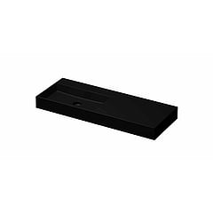 INK United porseleinen wastafel links zonder kraangat met porseleinen click-plug en verborgen overloop systeem 120 x 45 x 11 cm, mat zwart