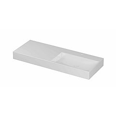 INK United porseleinen wastafel rechts met 1 kraangat, porseleinen click-plug en verborgen overloop systeem 120 x 45 x 11 cm, glanzend wit