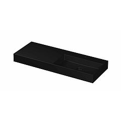 INK United porseleinen wastafel rechts met 1 kraangat, porseleinen click-plug en verborgen overloop systeem 120 x 45 x 11 cm, mat zwart