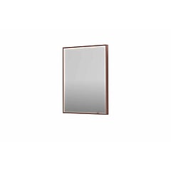 INK SP19 rechthoekige spiegel verzonken in kader met dimbare LED-verlichting, color changing, spiegelverwarming en schakelaar 60 x 4 x 80 cm, geborsteld koper