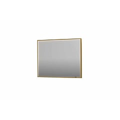 INK SP19 rechthoekige spiegel verzonken in kader met dimbare LED-verlichting, color changing, spiegelverwarming en schakelaar 100 x 4 x 80 cm, geborsteld mat goud