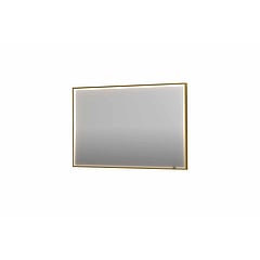 INK SP19 rechthoekige spiegel verzonken in kader met dimbare LED-verlichting, color changing, spiegelverwarming en schakelaar 120 x 4 x 80 cm, geborsteld mat goud