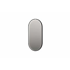 INK SP21 ovale spiegel in stalen kader met dimbare indirecte LED-verlichting, color changing, spiegelverwarming en schakelaar 80 x 4 x 40 cm, geborsteld metal black