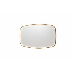 INK SP31 contour spiegel in stalen kader met dimbare directe LED-verlichting, spiegelverwarming, color changing en schakelaar 140 x 4 x 80 cm, geborsteld mat goud