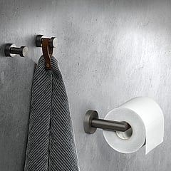 Geesa Nemox toiletaccessoireset met toiletrolhouder, toiletborstelhouder en handdoekhaak, zwart metaal geborsteld