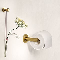 Geesa Nemox toiletaccessoireset met toiletrolhouder, toiletborstelhouder en handdoekhaak, goud geborsteld