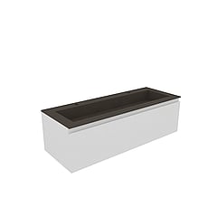 Rivo badkamermeubelset 120 cm met quartz beton wastafel enkele bak met 2 kraangaten en wastafelonderkast greeploos gelakt met 1 lade, mat wit