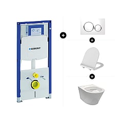 Geberit UP320 toiletset - inclusief Geberit Sigma bedieningsplaat & Sub 104 hangend toilet spoelrandloos Clean met toiletzitting