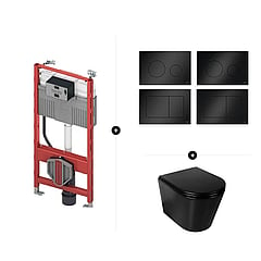 TECEprofil toiletset - inclusief TECE bedieningspaneel & Sub Stereo rimless toilet met softclose- en quick release-zitting, mat zwart