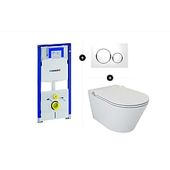 Geberit UP320 toiletset - inclusief Geberit Sigma bedieningsplaat & Sub Brioso douche wc rimless met softclose zitting, föhn, ladydouche en geurafzuiging, wit