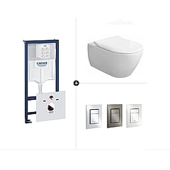 Grohe Rapid SL toiletset- inclusief bedieningspaneel en Villeroy & Boch Subway 2.0 CombiPack hangend toilet diepspoel Directflush met toiletzitting SlimSeat en softclose en quickrelease, wit