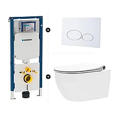 Geberit UP320 toiletset - inclusief Regn bedieningsplaat & Regn wandcloset TwirlFlush, wit