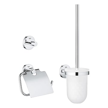 GROHE Essentials toiletaccessoireset met toiletborstel en houder, toiletrolhouder en handdoekhaak, chroom