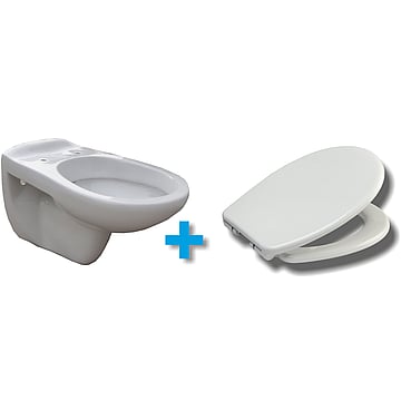Wiesbaden Neptunus One Pack hangend toilet diepspoel met Ultimo 2.0 zitting met softclose en quickrelease, wit