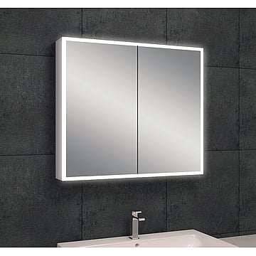 Wiesbaden Quatro spiegelkast 70x80x13 cm met LED-verlichting, aluminium