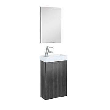 Plieger Senza toiletmeubel met 1 deur en omkeerbare keramische wastafel met spiegel 40 cm, antraciet