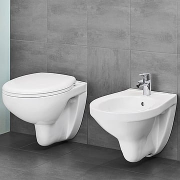 GROHE Bau Ceramic hangend toilet randloos met toiletzitting softclose, Alpine wit