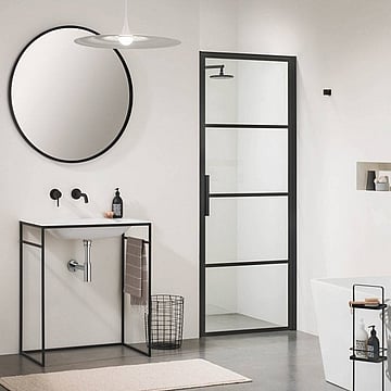 Sealskin Soho 1-delige deur rechter versie voor nis of zijwand 90x210 cm, zwart-helder glas
