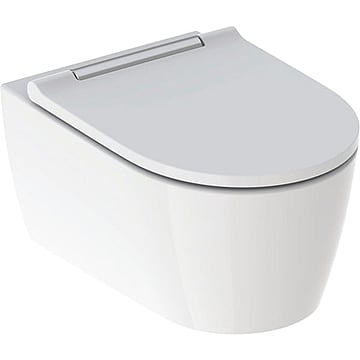 Geberit ONE wc pack hangend toilet met TurboFlush en toiletzitting, designpaneel chroom, wit