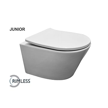 Wiesbaden Vesta-Junior rimless hangend toilet met Shade zitting, wit