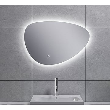 Wiesbaden Uovo spiegel asymmetrisch 60 cm met dimbare LED-verlichting en spiegelverwarming