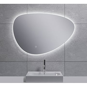 Wiesbaden Uovo spiegel asymmetrisch 80 cm met dimbare LED-verlichting en spiegelverwarming