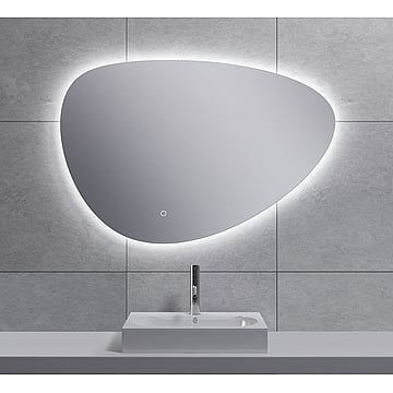 Wiesbaden Uovo spiegel asymmetrisch 90 cm met dimbare LED-verlichting en spiegelverwarming