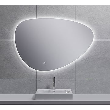 Wiesbaden Uovo spiegel asymmetrisch 100 cm met dimbare LED-verlichting en spiegelverwarming